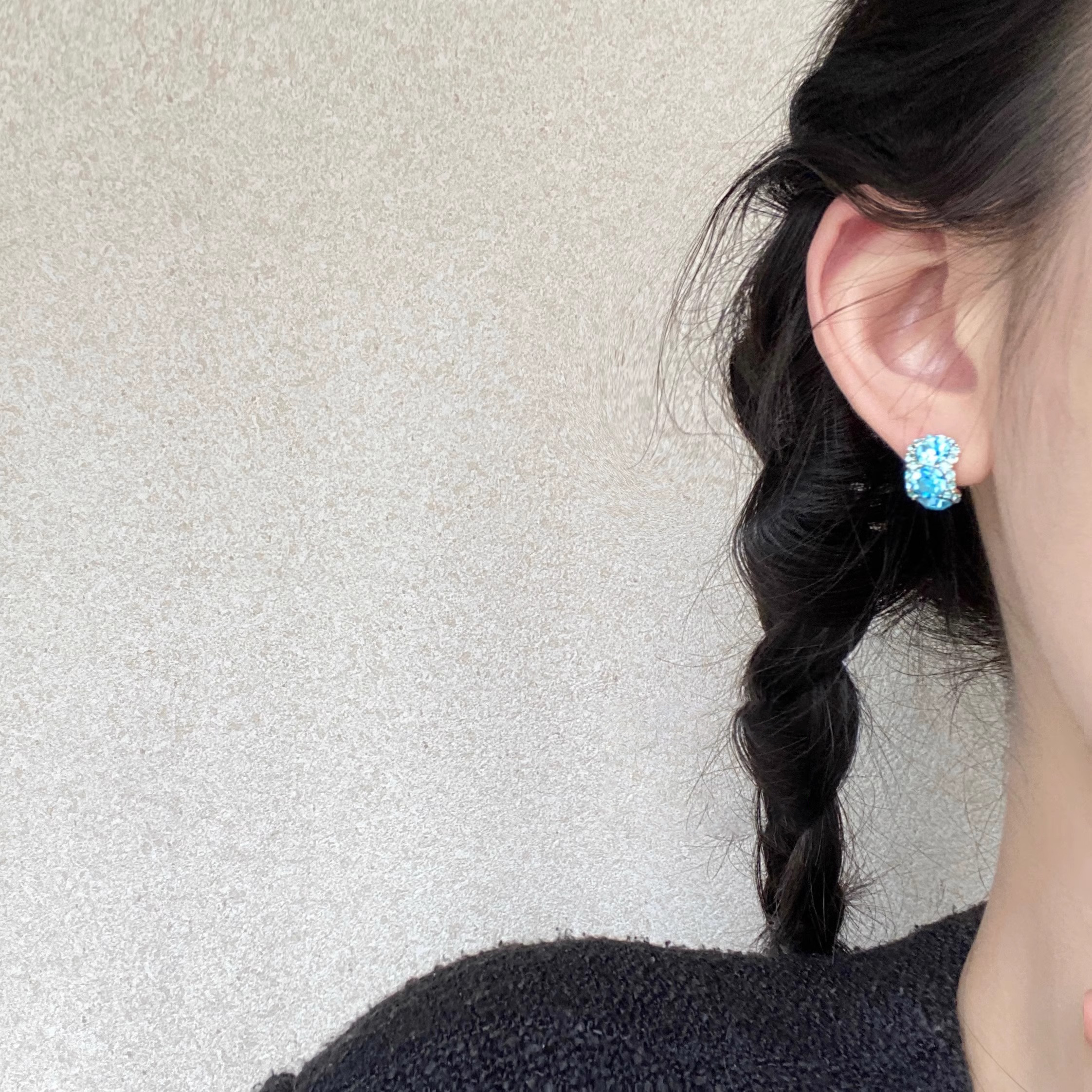 合金耳饰 暮光冷萃蓝韩国小众设计高级感简约个性气质耳饰ins风