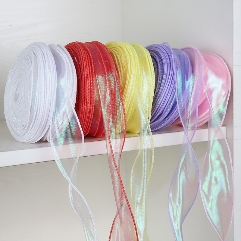 36米大卷4cm幻彩鱼尾纱花艺包装礼盒装饰彩带diy手工定制烘焙丝带