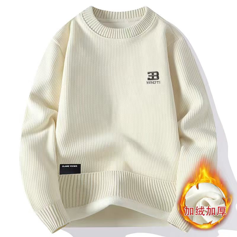 【高品质  莫兰绒】秋冬季一体绒卫衣男士针织衫加绒保暖毛衣打底衫