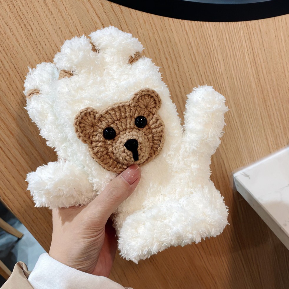 手工编织可爱小熊爪手套DIY材料包新年情人节礼物送男生女生