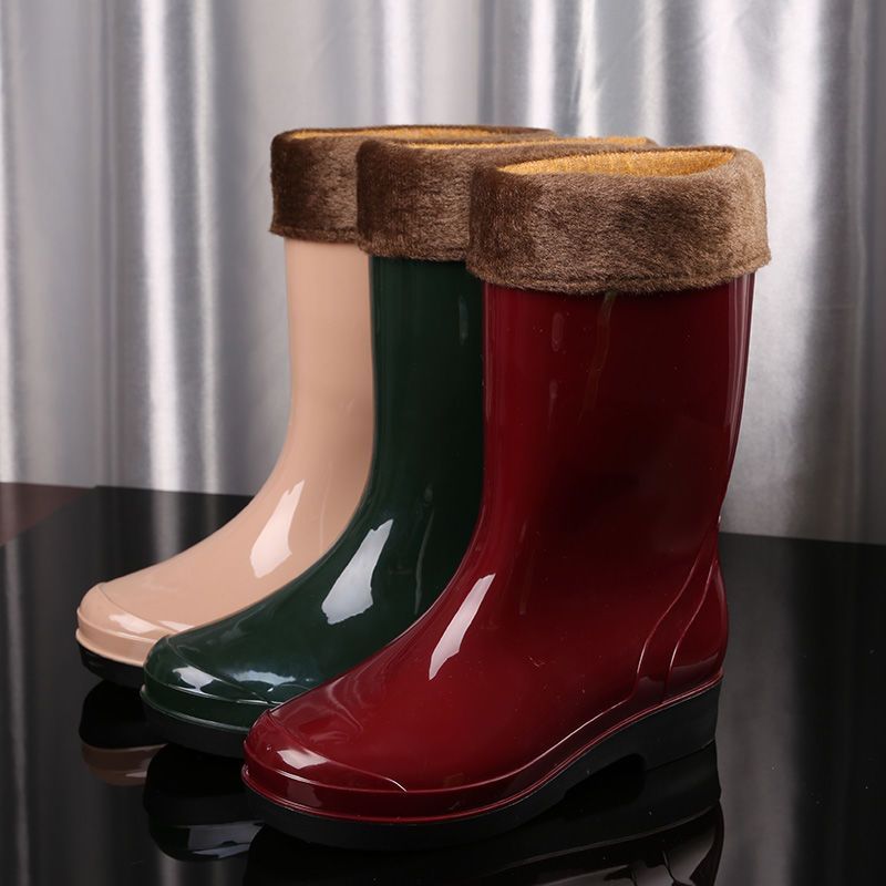 女士雨鞋女防滑水鞋耐磨舒适中筒时尚外出雨靴轻便雨靴工作鞋保暖