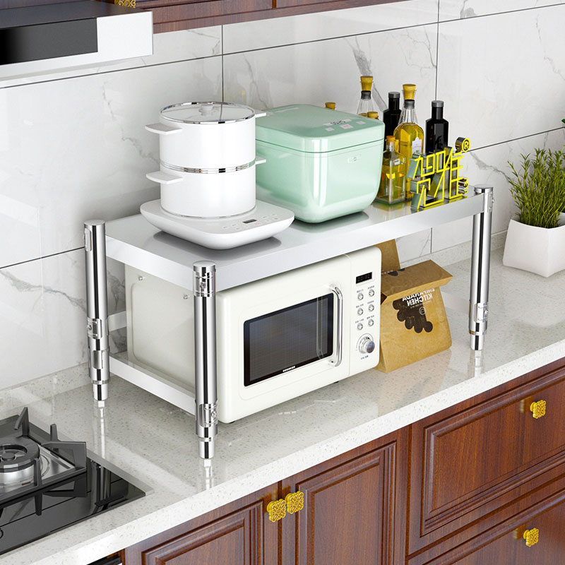 贺雅不锈钢厨房置物架三面加固台面放置碗碟调料厨具加厚储物架