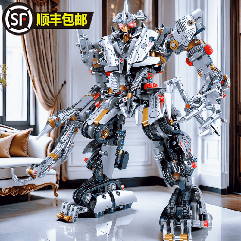 威震暴天积木机甲机器人金刚组装模型男孩变形拼装儿童正版玩具