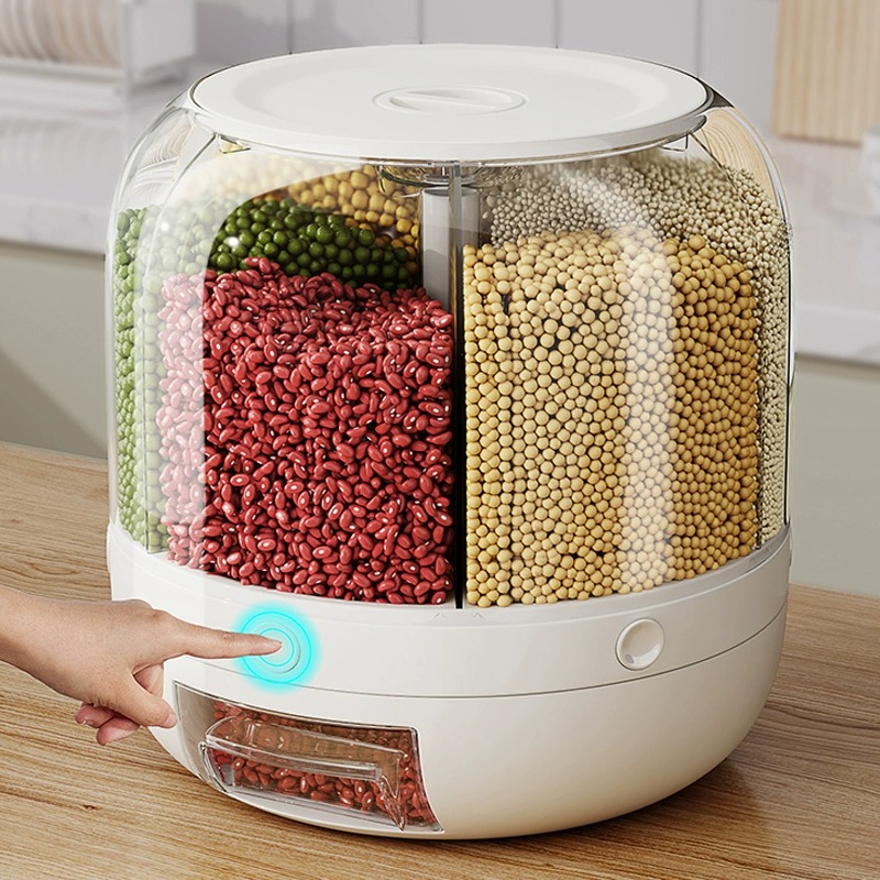 五谷杂粮收纳盒米桶家用防虫防潮密封旋转分隔装大米缸储存罐米缸