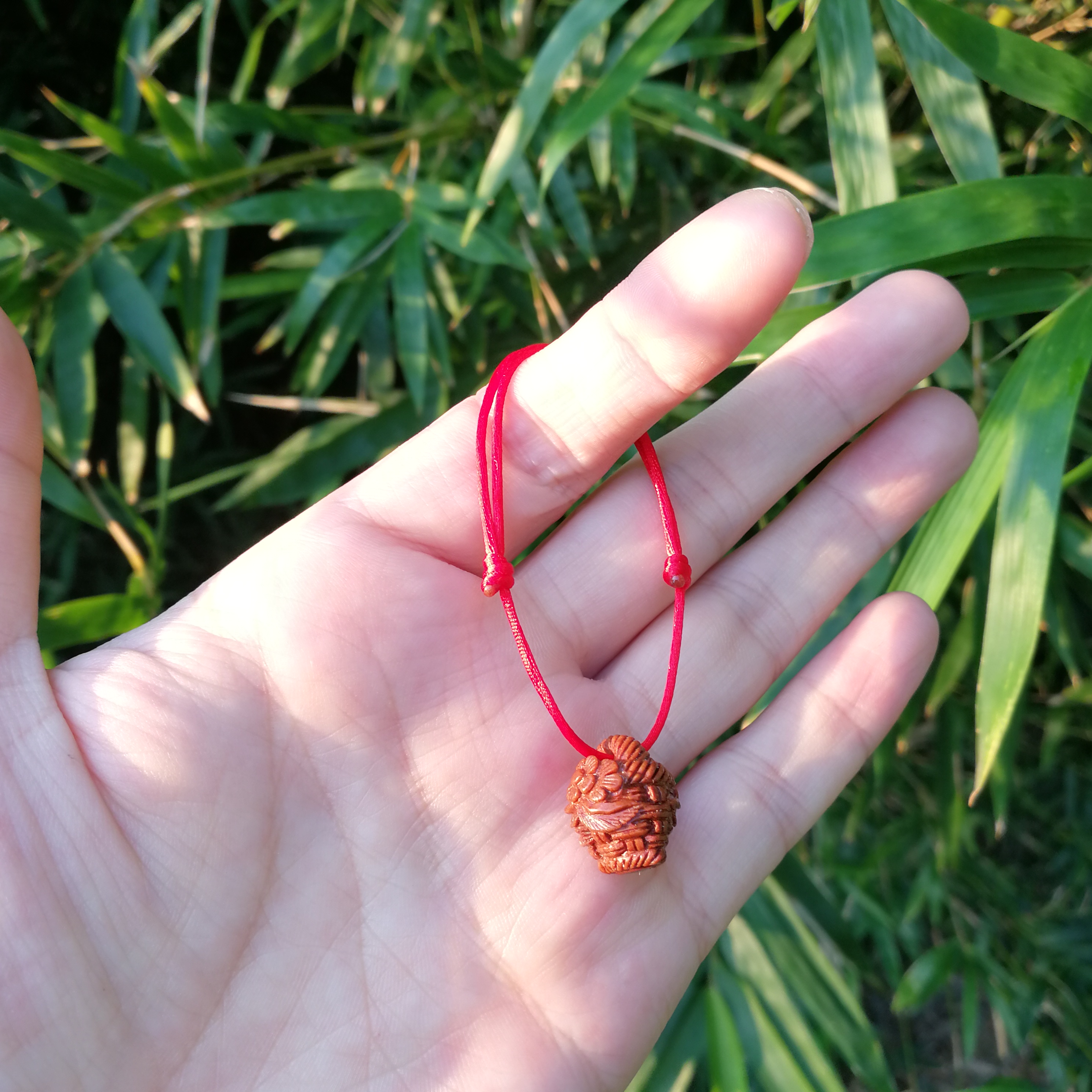 花叶编织桃篮手绳野生桃核雕刻满月礼物节日生日周岁成人通用133
