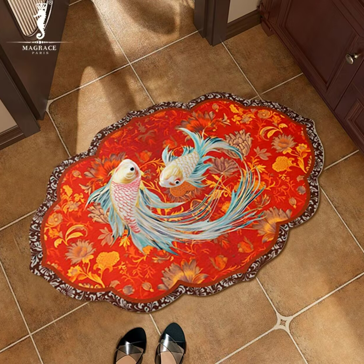 入户门卧室硅藻垫子垫复古大门口装饰垫法国MAGRACE家用金玉满堂