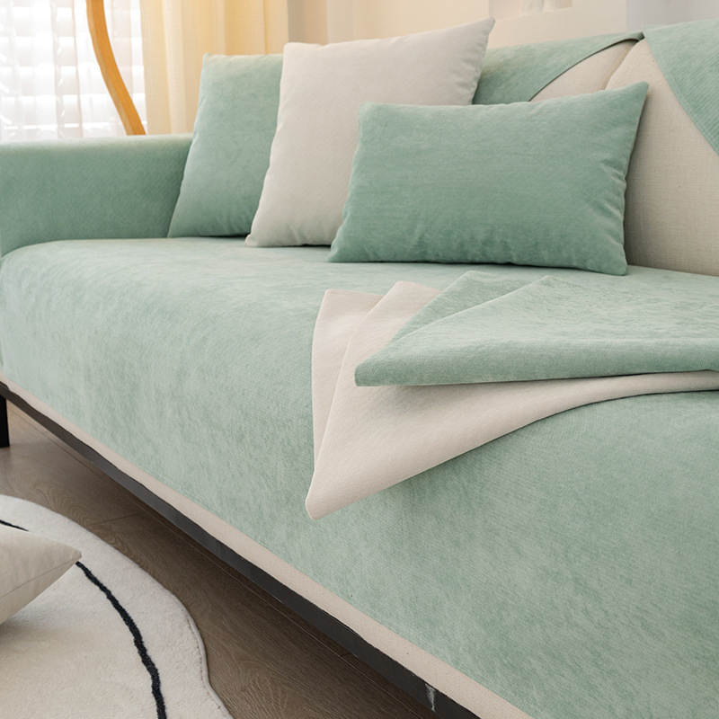新款雪尼尔轻奢高档四季通用防滑简约加厚纯色沙发垫沙发套盖布巾