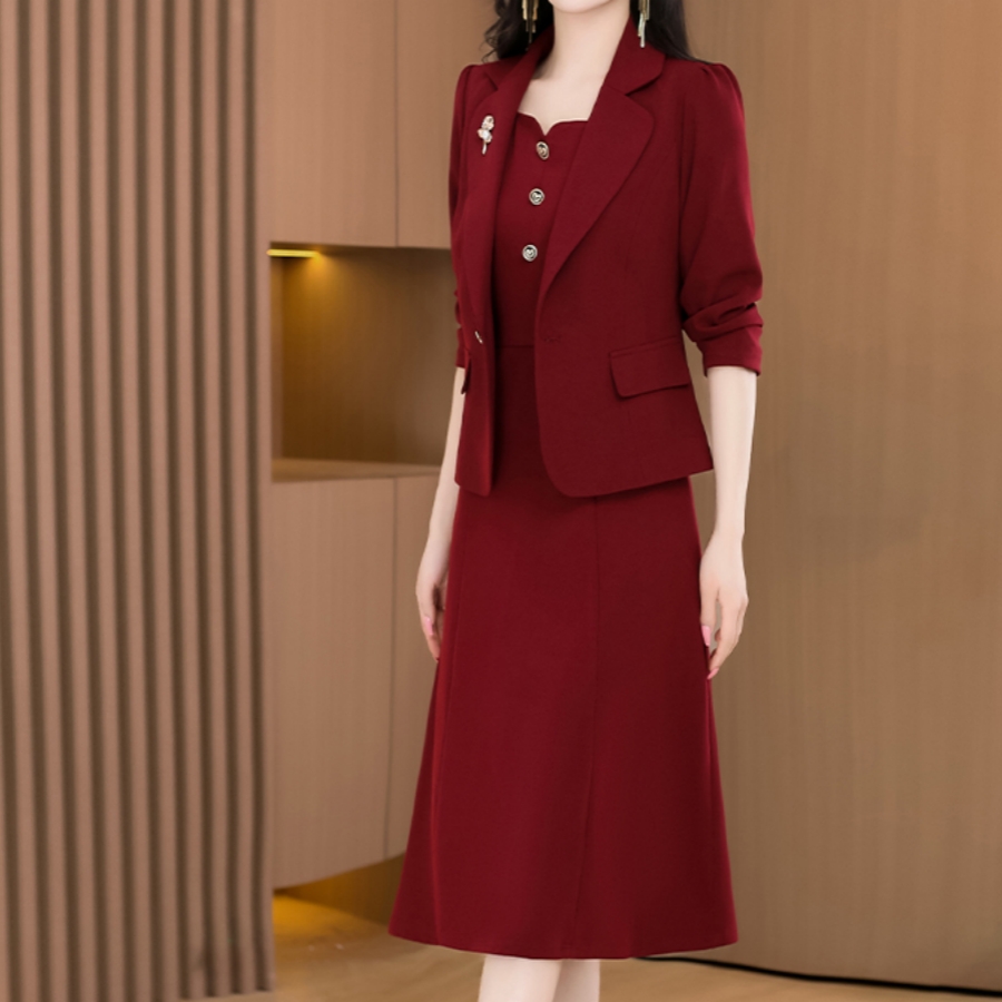 2025春秋喜婆婆婚宴结婚礼服妈妈平时可穿连衣裙+西服外套套装女