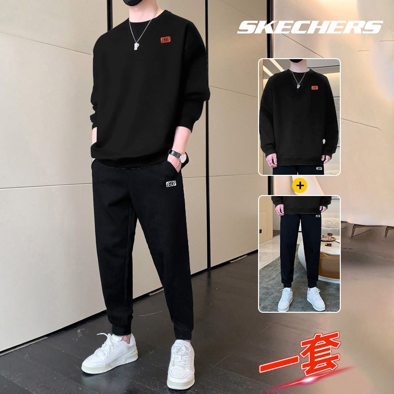 斯凯奇运动秋春季男套装官网正品男士长裤卫衣大码百搭休闲运动服