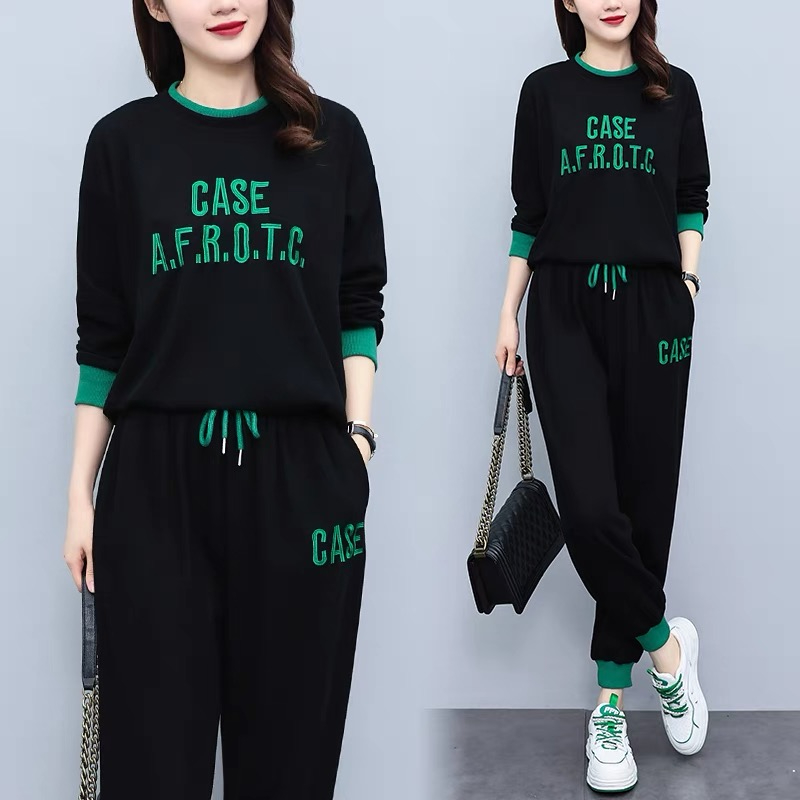 加绒休闲运动卫衣套装女时尚洋气2025秋季新款大码胖mm宽松两件套