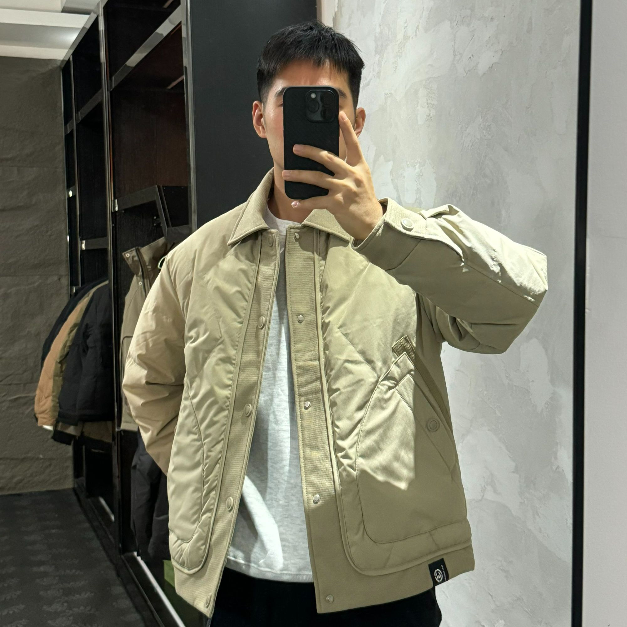 轻薄款羽绒服男士假两件阔版外套冬季潮流宽松休闲白鸭绒保暖上衣