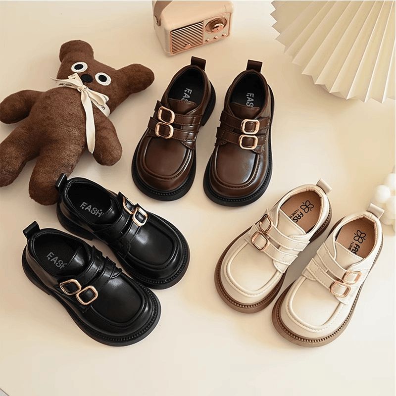 ABC女童鞋子儿童公主小皮鞋2024新款春秋款英伦风乐福单鞋