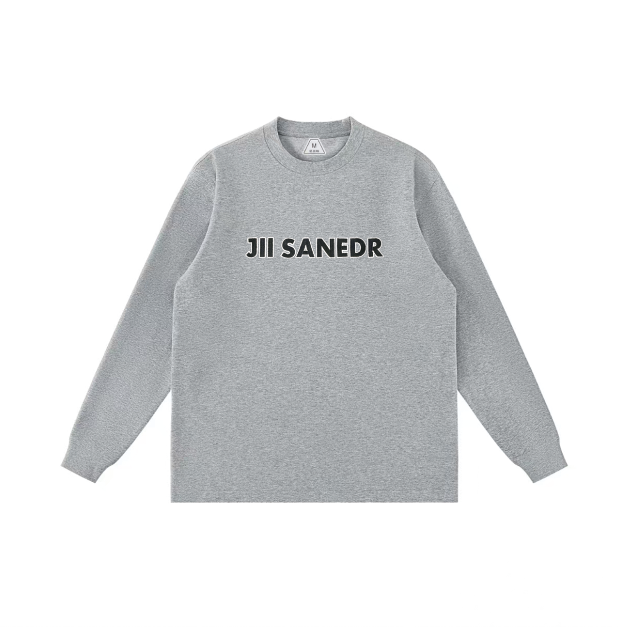 {轻氧棉茉莉花香}秋冬男士黑色刺绣重磅舒适透气亲肤休闲圆领长袖