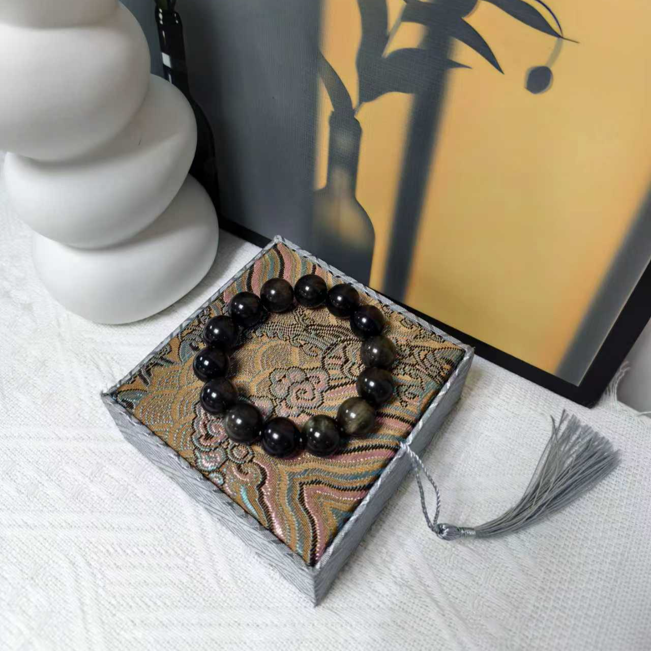 【轻奢礼物】时尚单圈首饰 精选猫眼石高端大气国风黑曜石