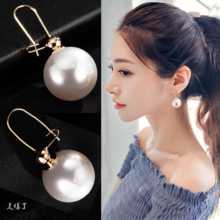 铜合金仿珍珠耳饰 蛮好的人生胡曼黎同款耳环女 气质个性百搭耳坠