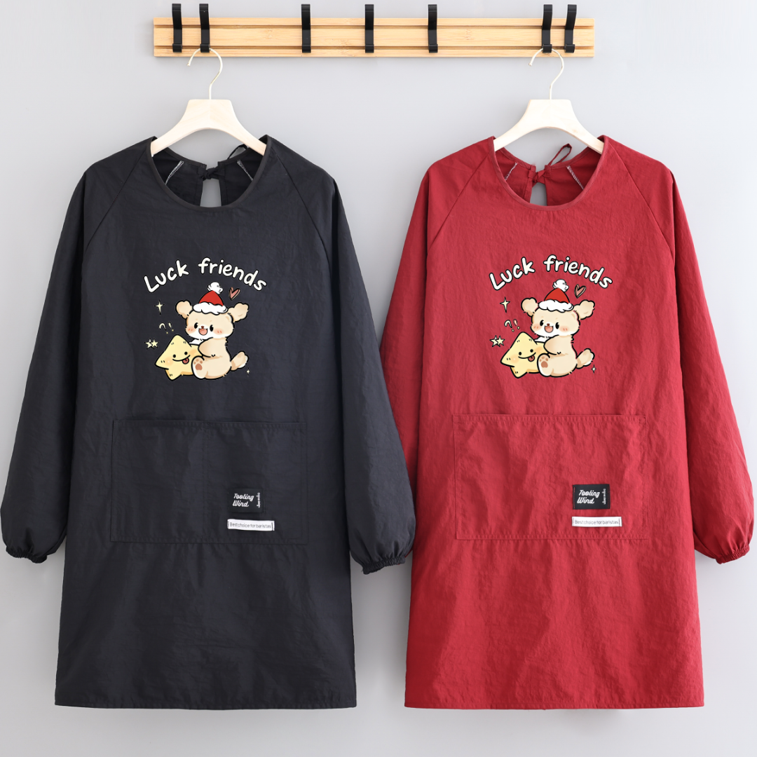 成人长袖围腰防泼水耐穿围裙厨房干活做饭家用罩衣定制logo工作服