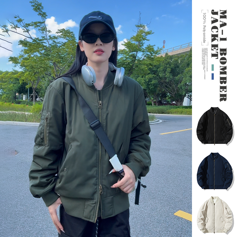 冬季新款加厚外套男女同款山系工装棒球服青少年保暖飞行夹克上衣