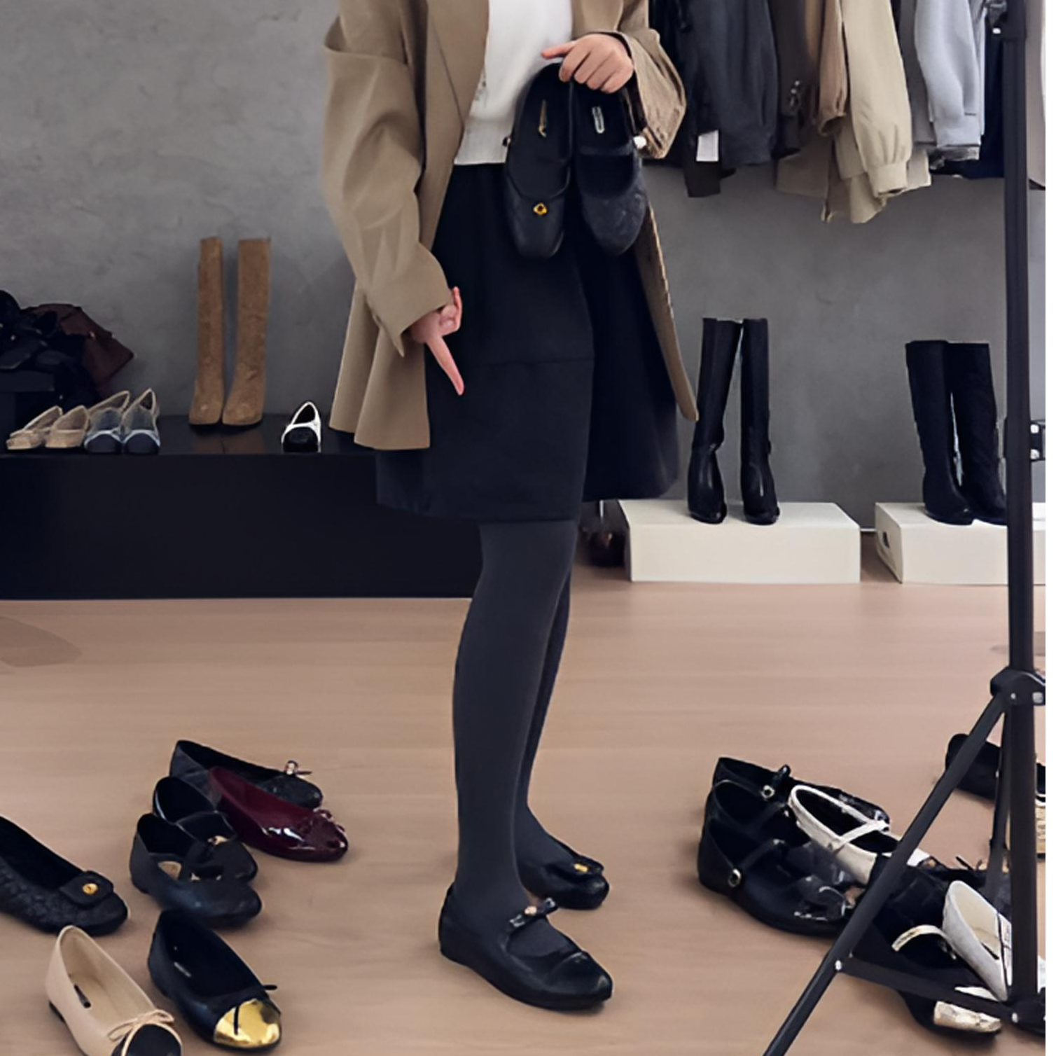 主播穿着的极简风韩版森系灰色袜女防滑