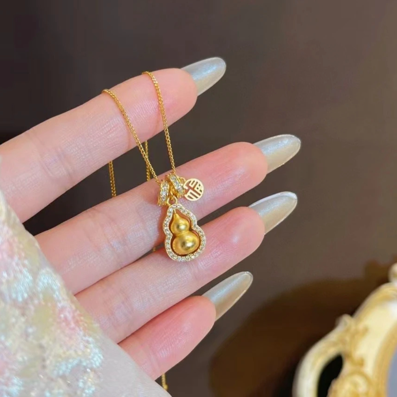 铜合金项链 新中式福禄国潮风葫芦吊坠女士时尚轻奢项链