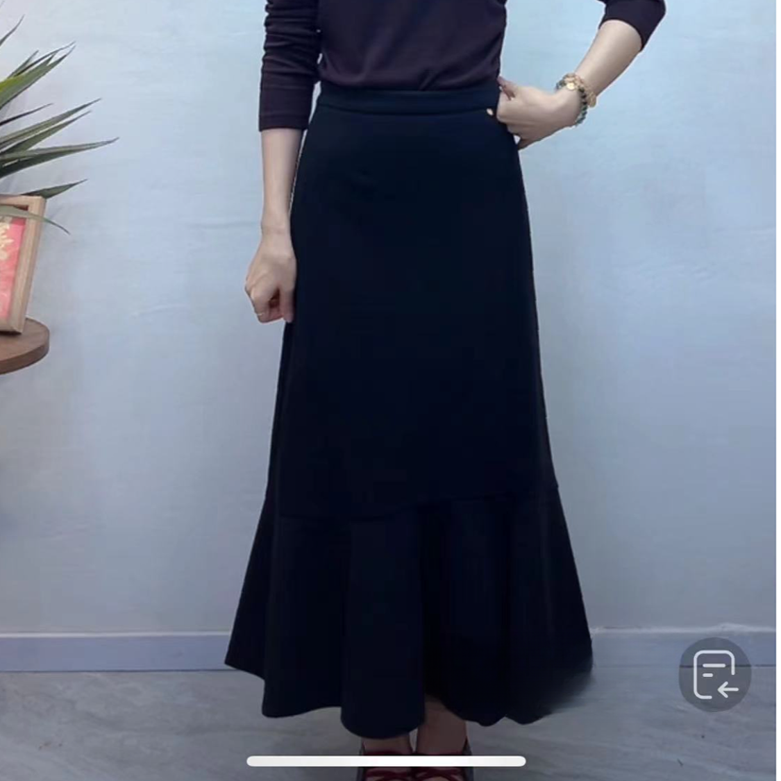 朵以2025秋冬新品气质通勤显瘦半身裙黑色裙子鱼尾裙39DD639006