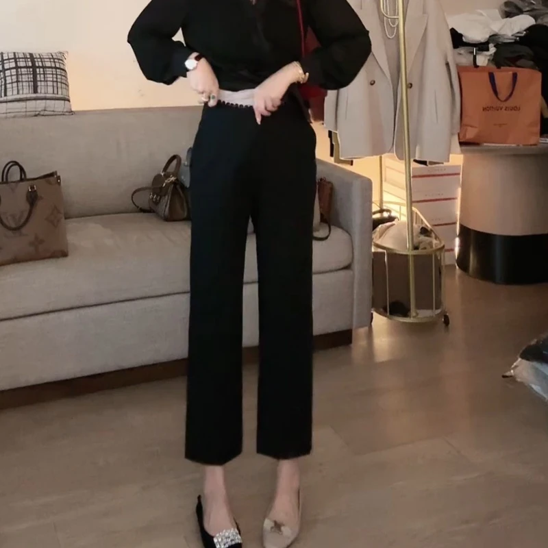 2025春夏款显瘦百搭气质韩版时尚设计感洋气西装休闲裤9119