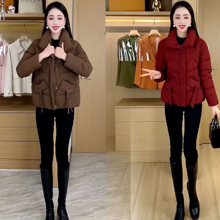 冬季棉衣外套女装时尚显瘦加厚保暖棉服韩版设计感立领上衣9051