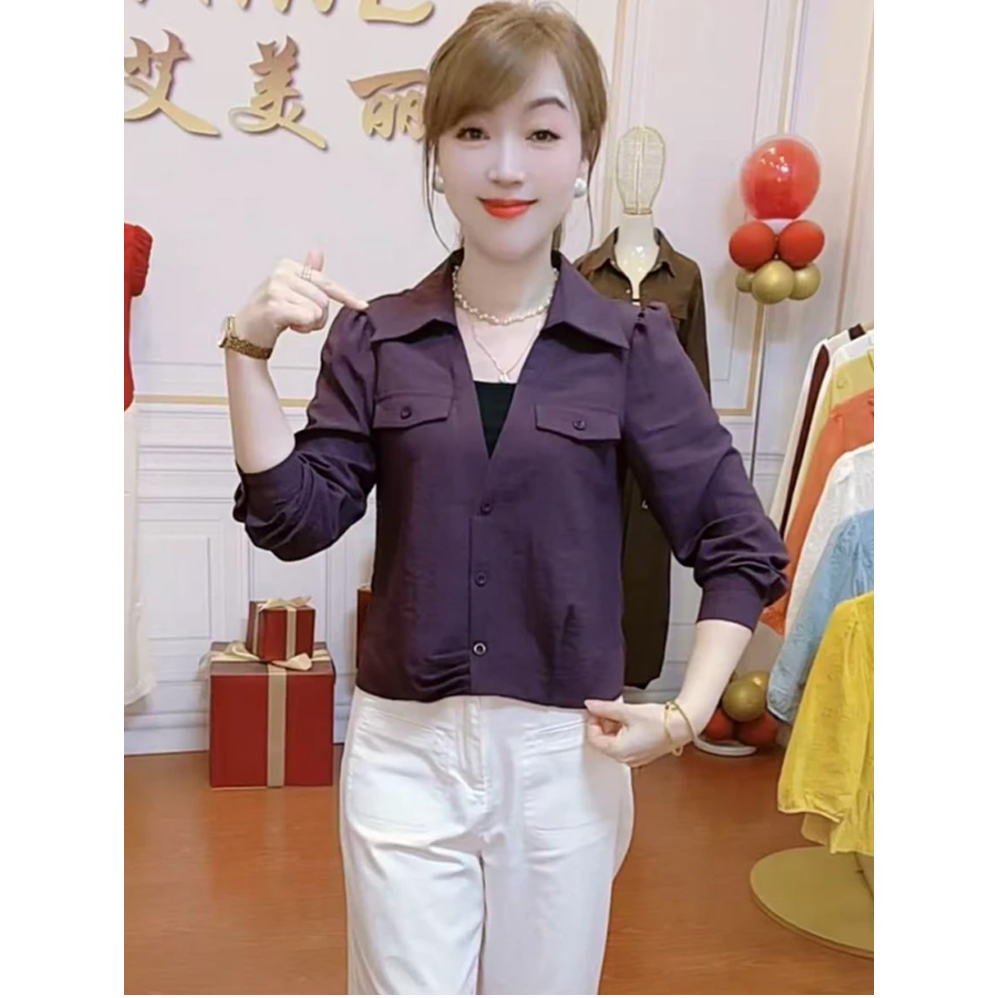 假两件长袖衬衫女2025秋季新款洋气显瘦遮肚子百搭休闲衬衣上衣潮