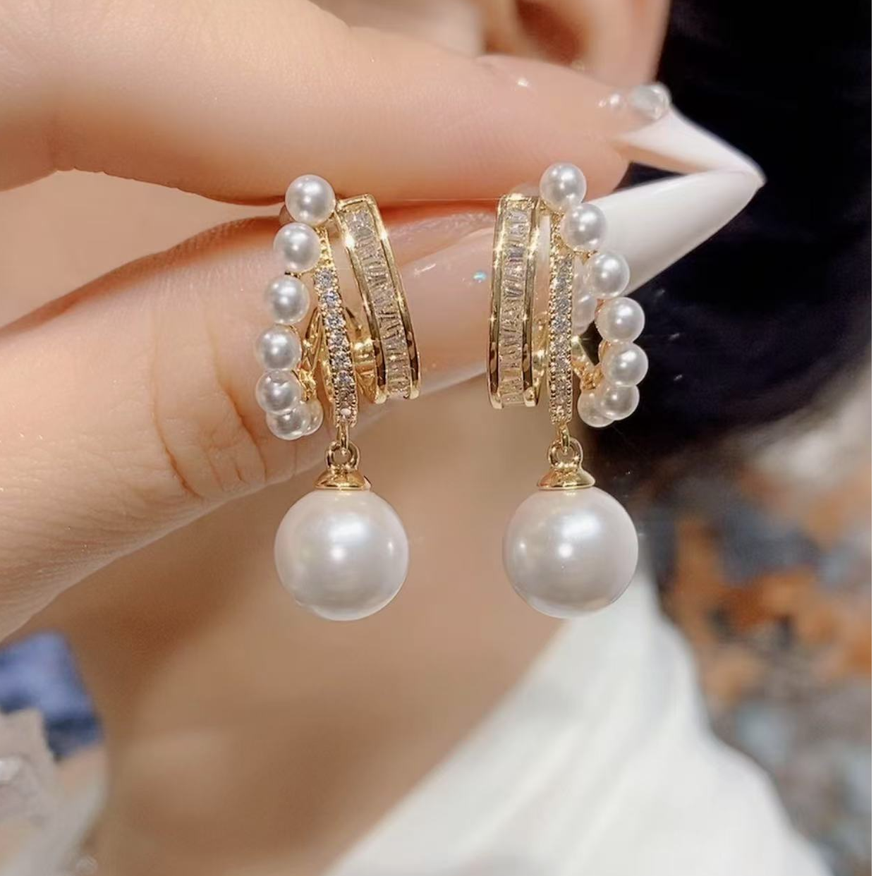 铜合金合成锆石耳饰 新款轻奢气质时尚耳饰F888