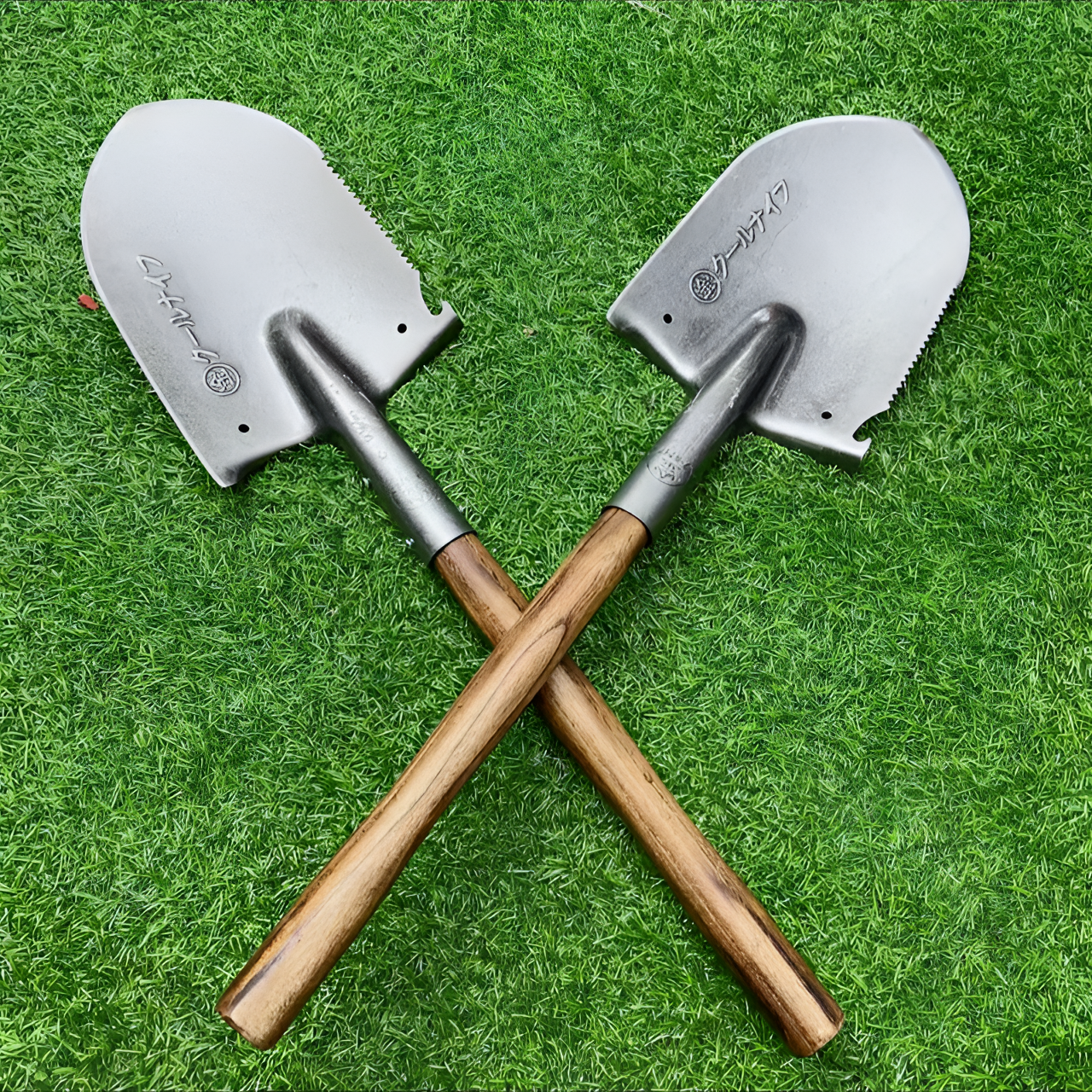 【金标】户外高品质外贸锰钢工兵铲车载级青钢木手柄露营装用工兵锹