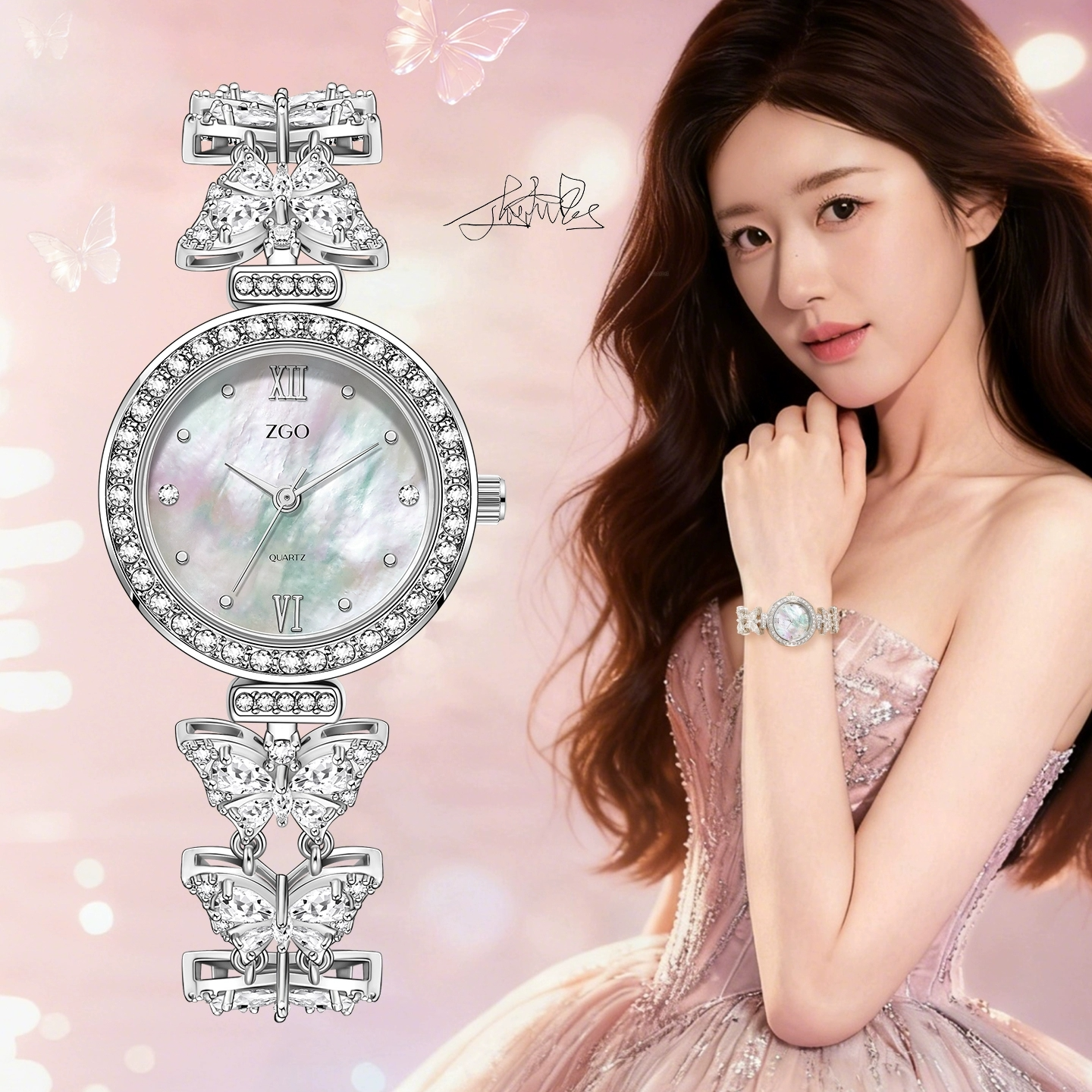 正港蝴蝶手表女款轻奢小众高级感生日礼物高颜值腕表女ins风手表
