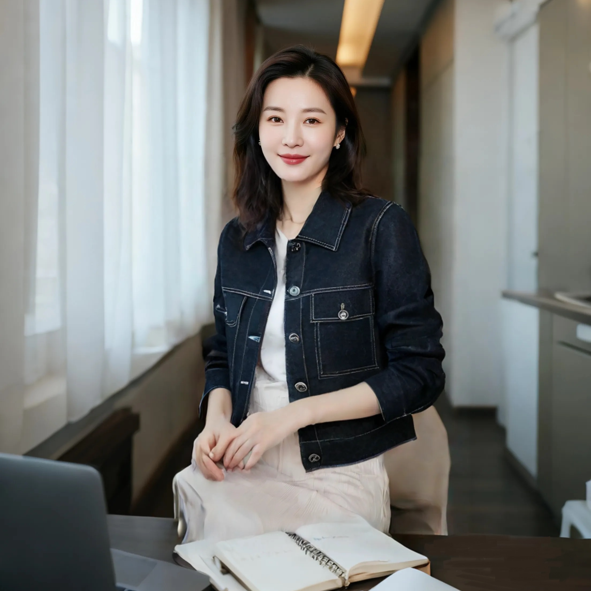 诺然秋季百搭气质简约翻领牛仔外套牛仔外套女款爆款2025新款