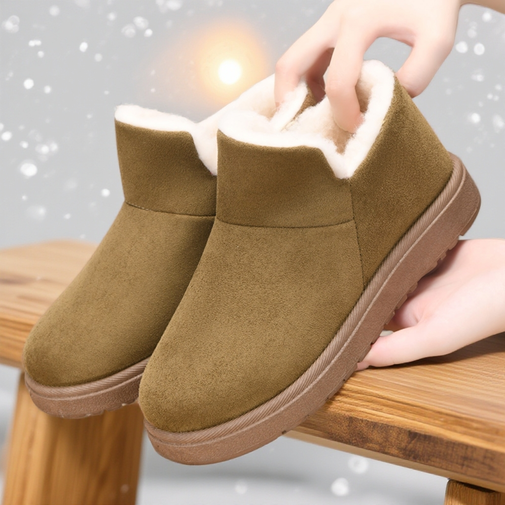 棉鞋新款老北京加绒新款一脚蹬防滑棉靴女保暖加厚冬季厚底雪地靴