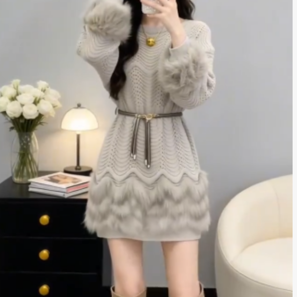 2025冬季新款潮流韩版爆款网红连衣裙辉IX0X