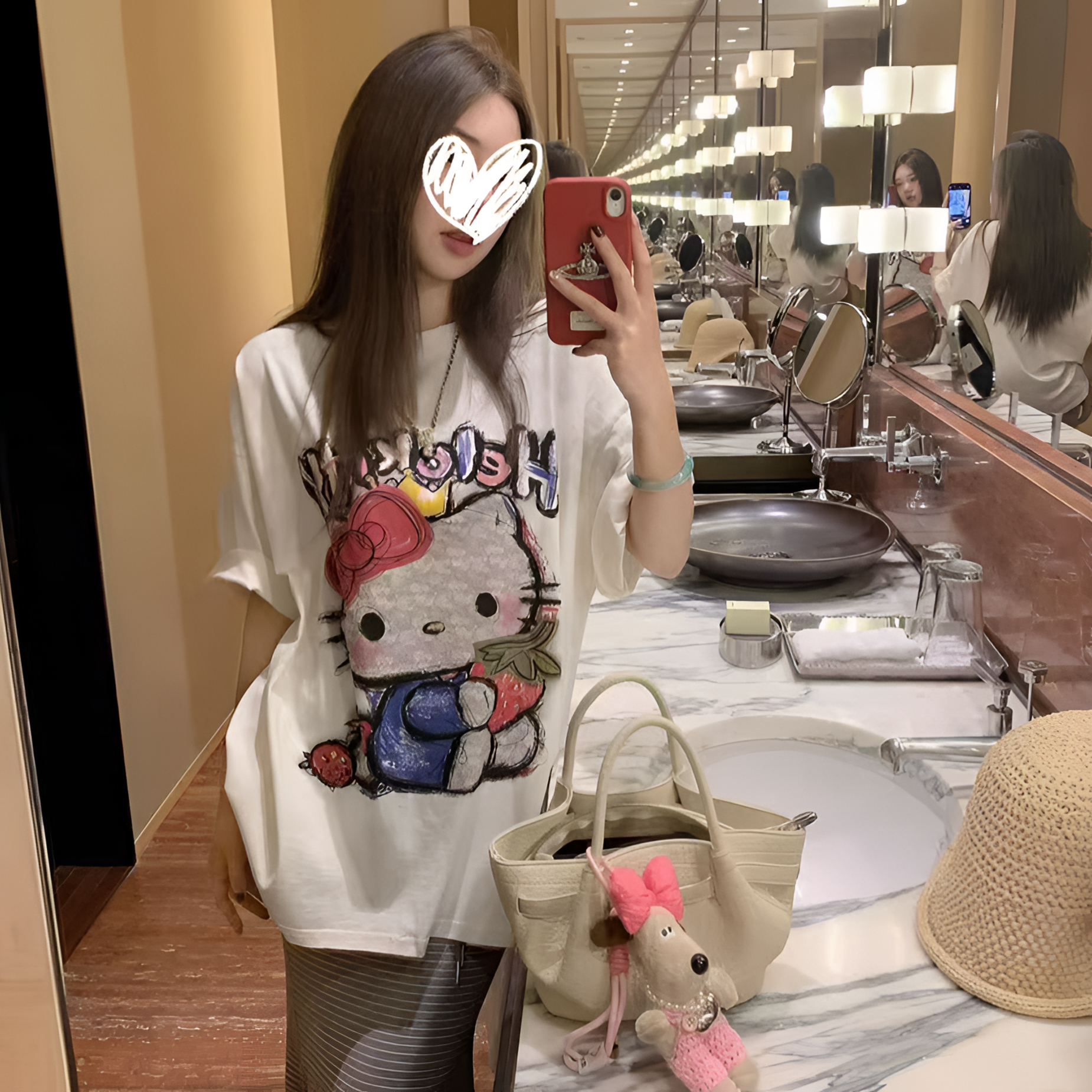 夏季云朵kitty屋～可爱减龄卡通印花宽松纯棉圆领短袖T恤女ins