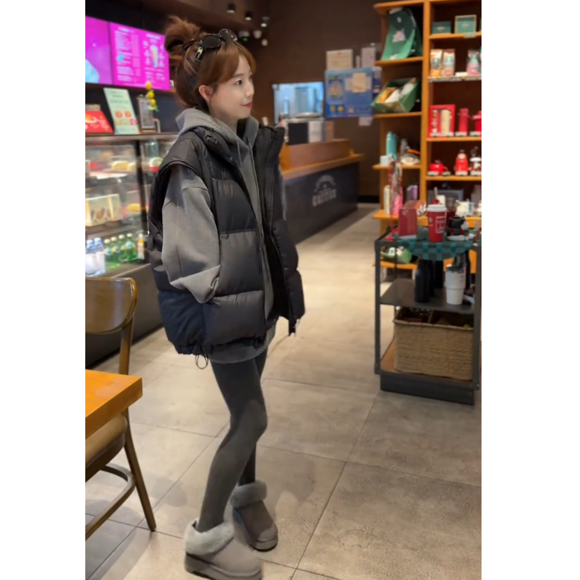 超火一整套2025秋冬新款时尚韩版气质慵懒风上衣马甲鲨鱼裤三件套