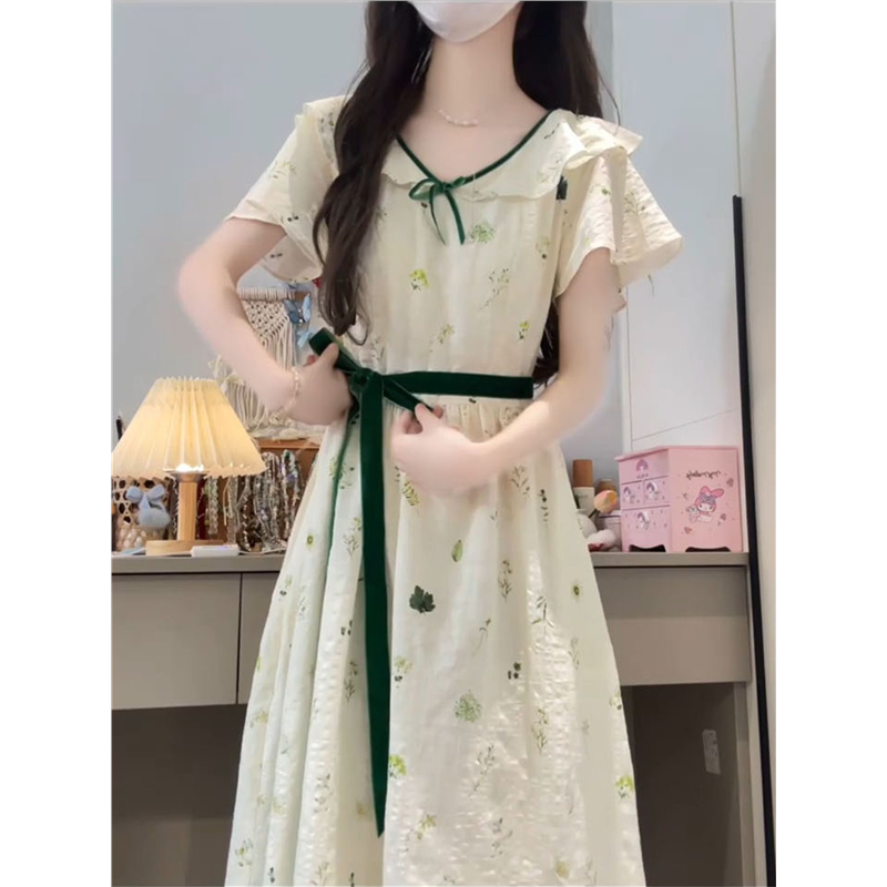 15初中生女夏装高中学生少女学院风娃娃领连衣裙洋气13岁14裙子16