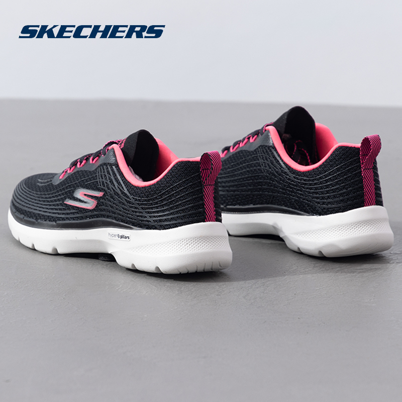 斯凯奇女鞋新款GO WALK 6健步鞋时尚缓震跑步鞋训练休闲鞋流光风