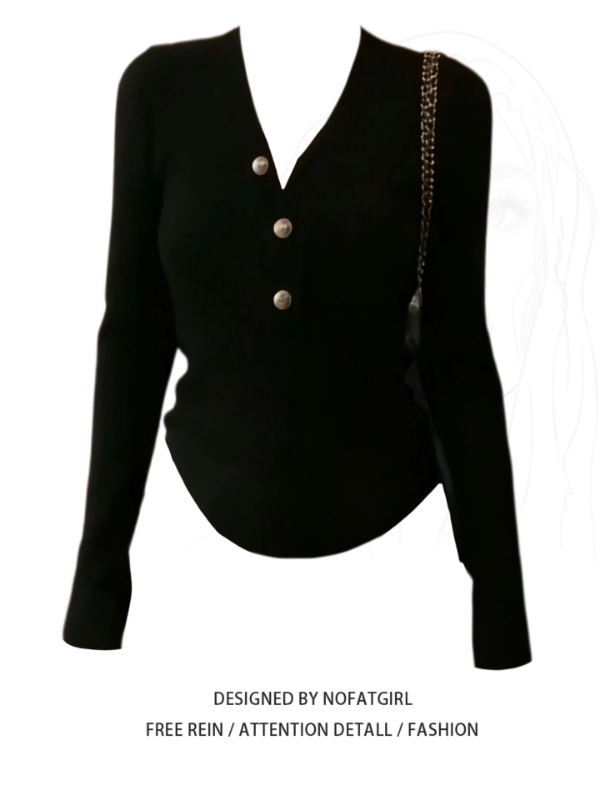 大码胖MM法式小香风长袖V领磨毛打底衫女秋冬季修身气质内搭上衣