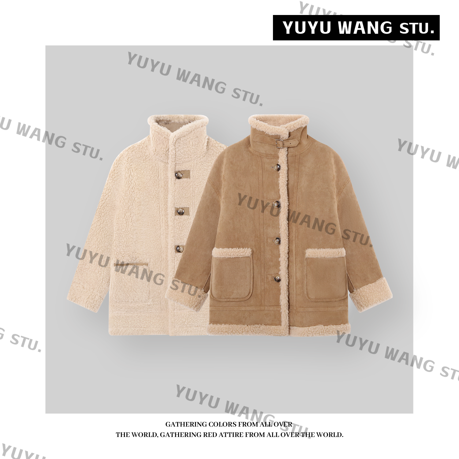 YUYU WANG【图尔】新款羊皮毛一体外套女时尚百搭羊羔毛皮草大衣