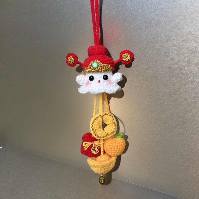 成品纯手工编织幽灵挂件钩织小幽灵车内车挂招财纳福挂件成品钩针
