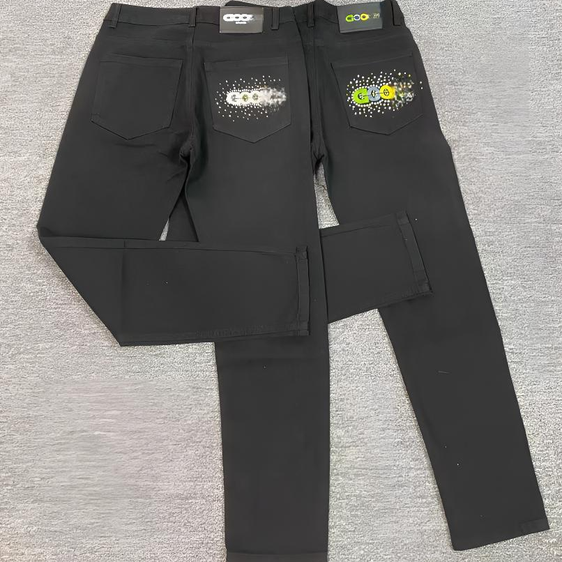 春秋GOOD刺绣字母烫钻潮牌直筒牛仔裤男士潮流痞帅弹力修身长裤男
