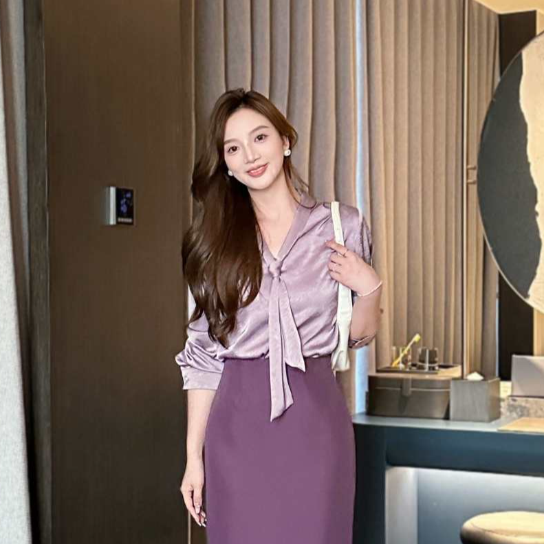 【长袖短袖飘带衬衫】2025新款高级感显瘦百搭小众洋气减龄衬衫1959