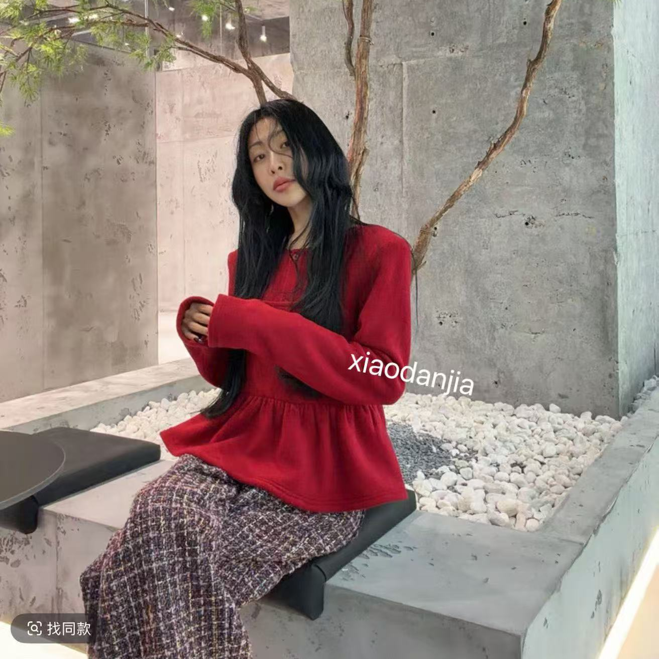 【肉肉家】时尚两件套韩版简约长袖开衫外套舒适百搭叠穿套装99093