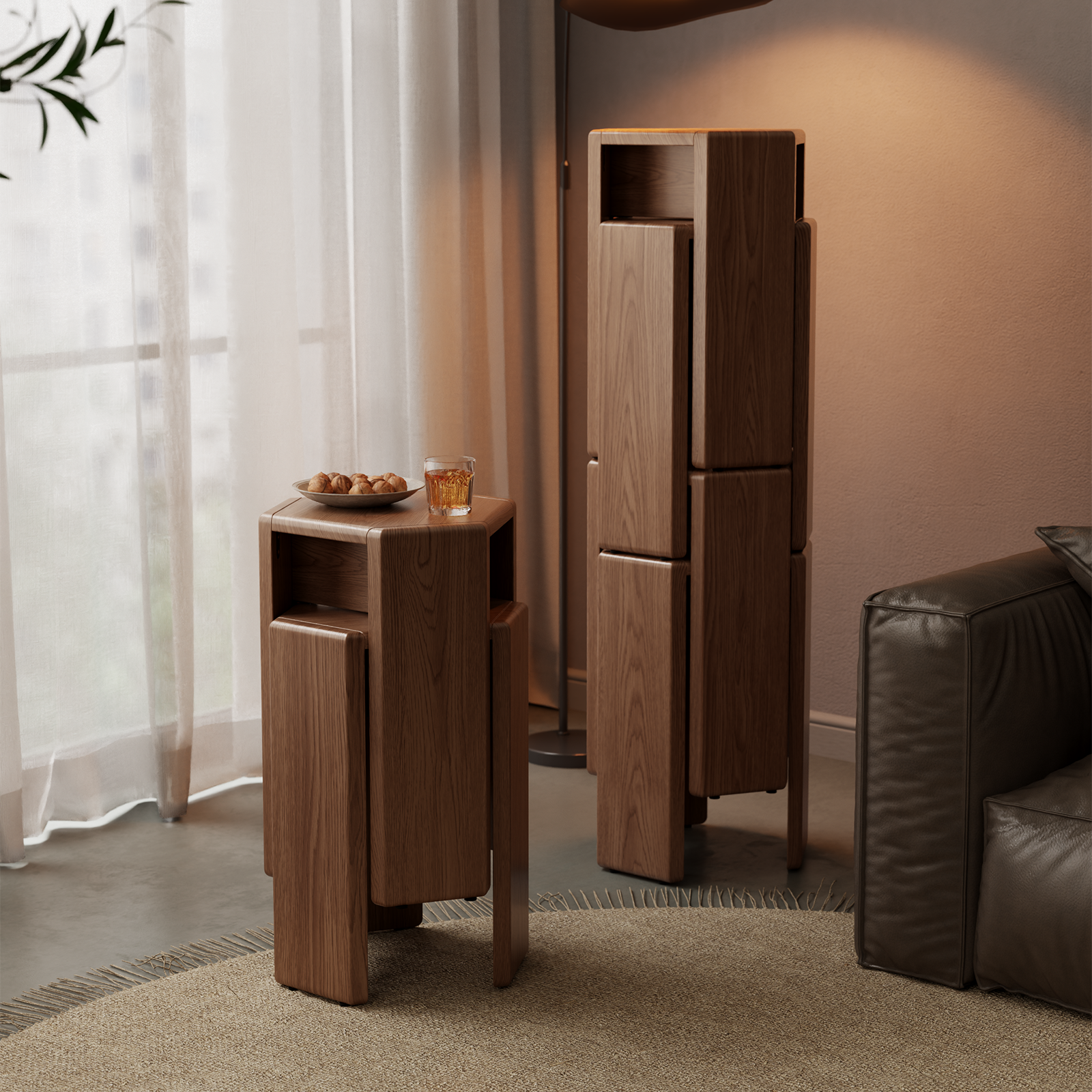 木屋记可叠放凳子秩序实木六边形叠叠乐家用餐桌备用堆叠客厅边几