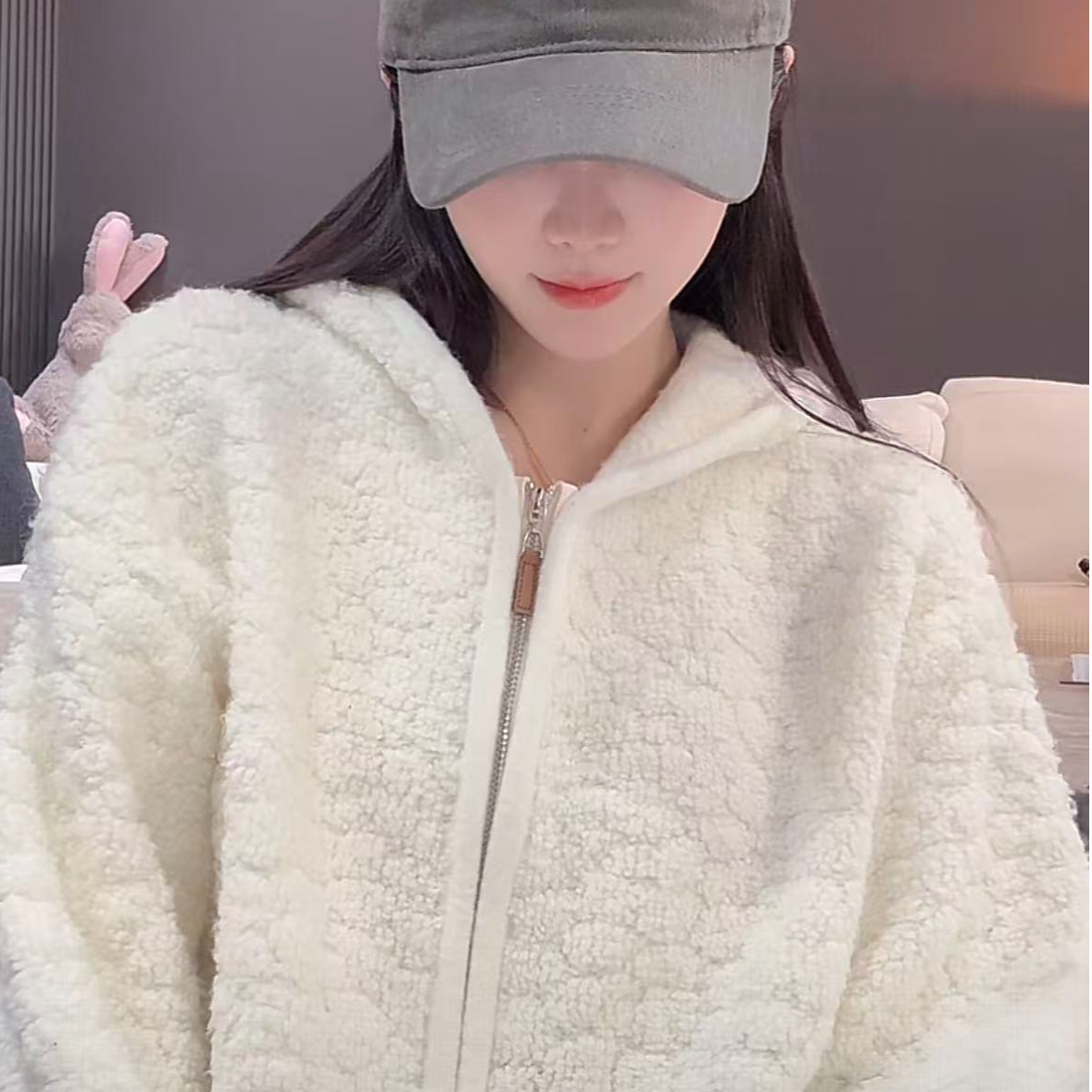 【元气软妹】韩系毛巾绣连帽宽松针织开衫外套SC0195HH