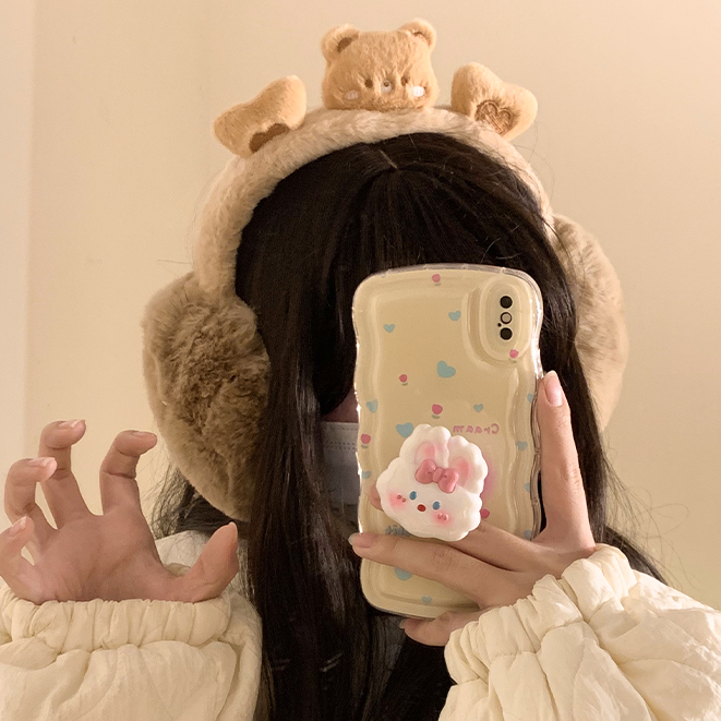 可爱卡通毛绒耳罩冬季加绒加厚保暖防冻护耳套学生骑行可折叠耳包