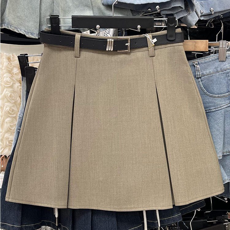 配腰带西装半身裙女秋季2025新款高腰显瘦包臀短裙a字裙防走光