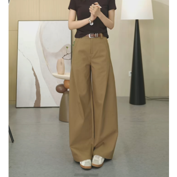 秋款新款阔腿裤时尚压褶宽松休闲裤显瘦女裤子柔软舒适直筒裤