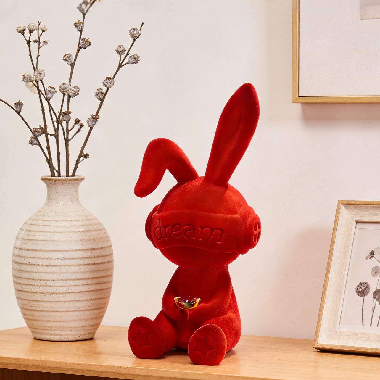 【新款】创意兔子坐姿摆件公仔客厅桌面入户玄关电视柜软装饰品装饰