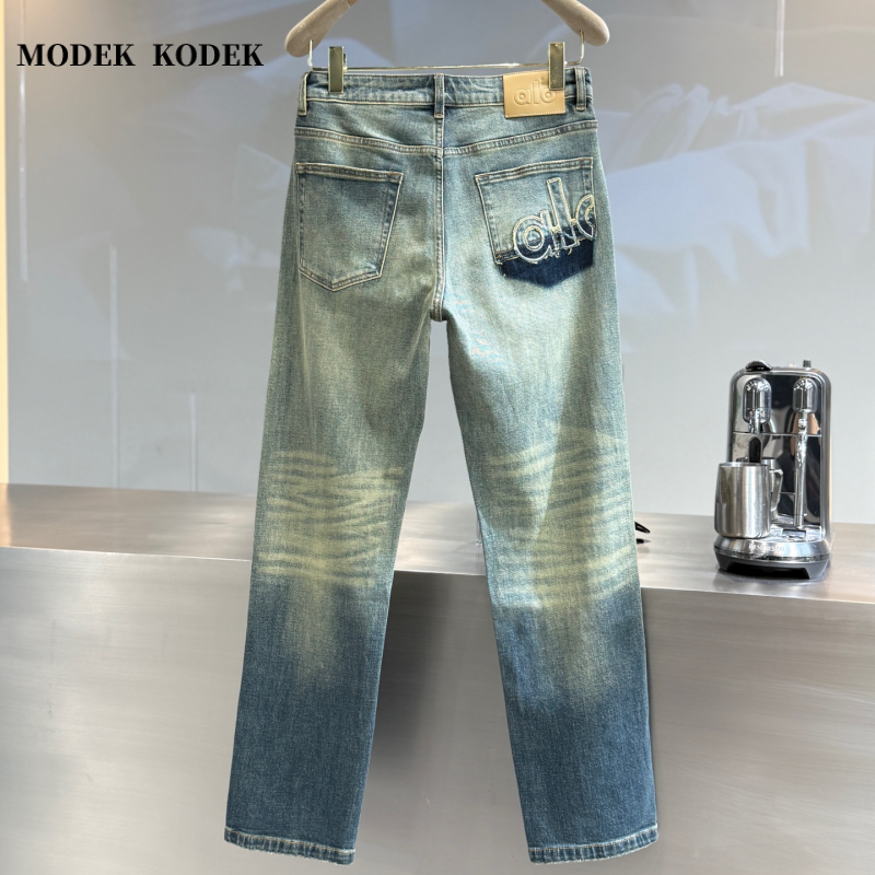 MODEK KODEK高级感潮牌男士印花牛仔裤秋冬新款宽松直筒休闲长裤